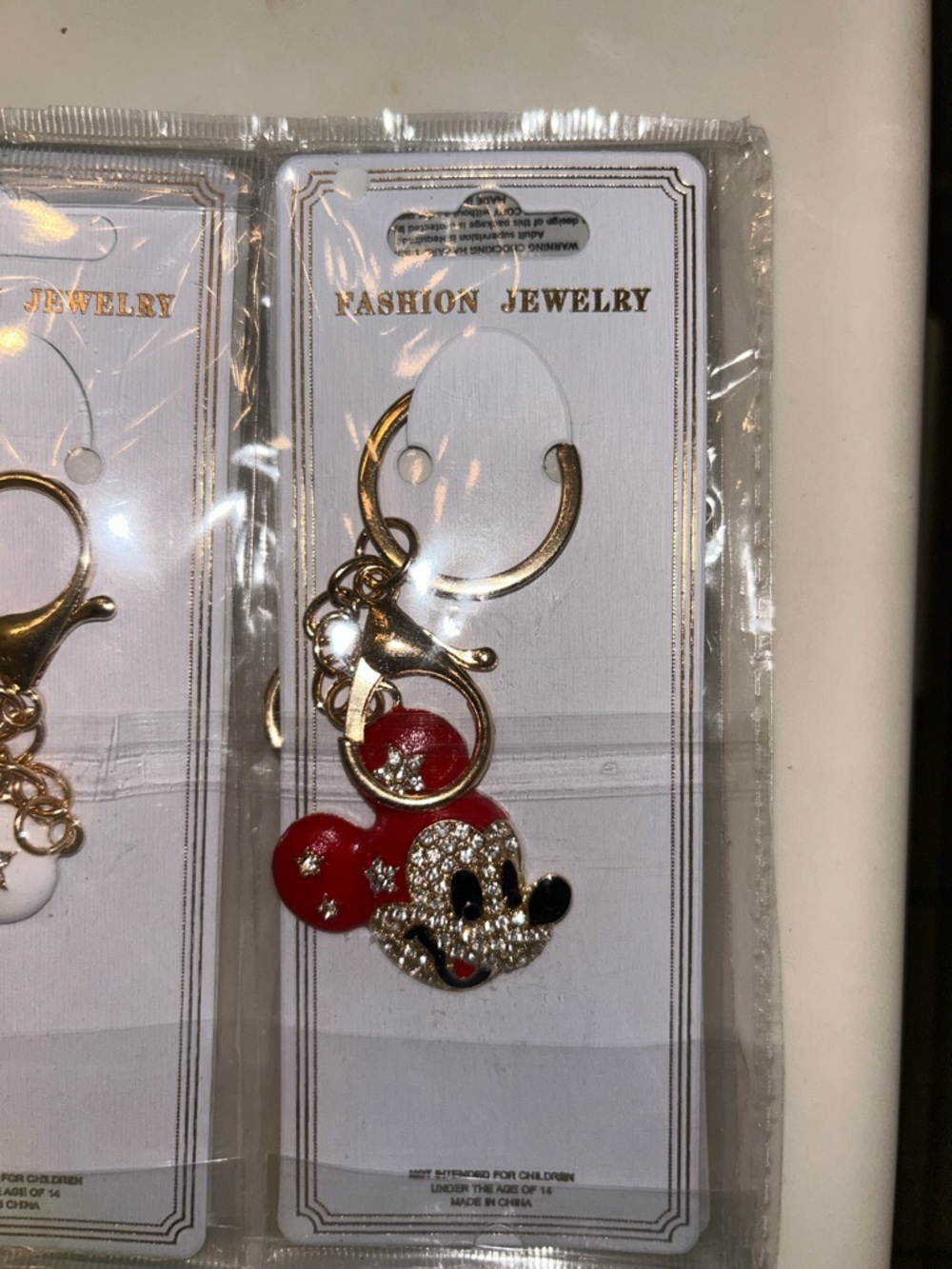 Fashion Jewelry Red Crystal Mouse Keychain Charm